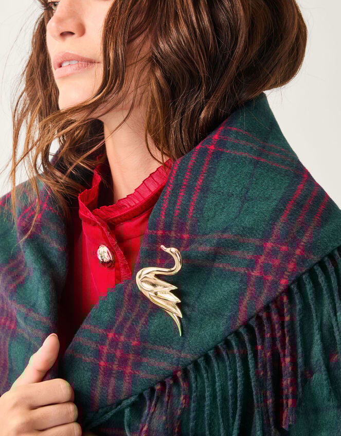 Monsoon x Sarah Corbett-Winder Tartan Fringe Coat, Teal (TEAL), large