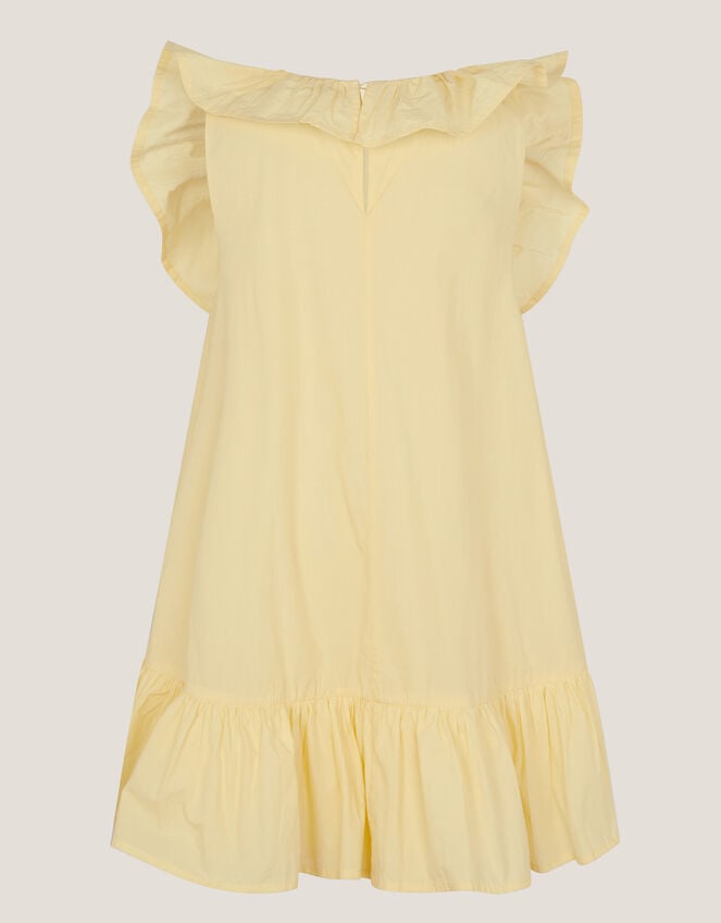 Appliqu&eacute; Flower Ruffle Dress, Yellow (YELLOW), large
