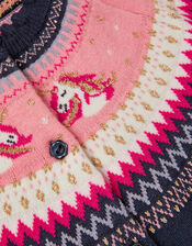 Unicorn Fair Isle Cardigan, Blue (NAVY), large