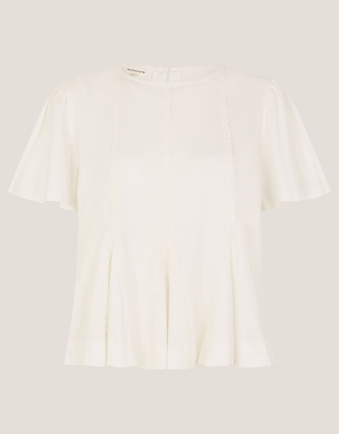 Tate Lace Trim Jersey T-Shirt, White (WHITE), large