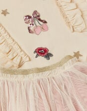 Ruffle Top & Embellished Skirt Set, Ivory (IVORY), large