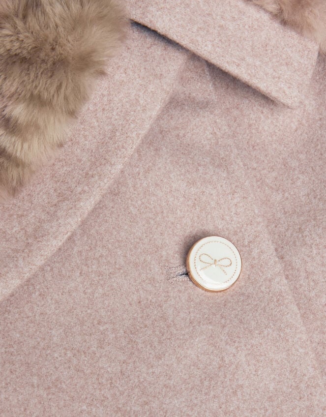 Fluffy Leopard Collar Swing Coat, Camel (OATMEAL), large