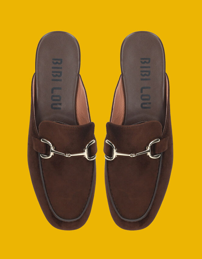 Bibi Lou Ashe Suede Mule Loafers, Brown (BROWN), large