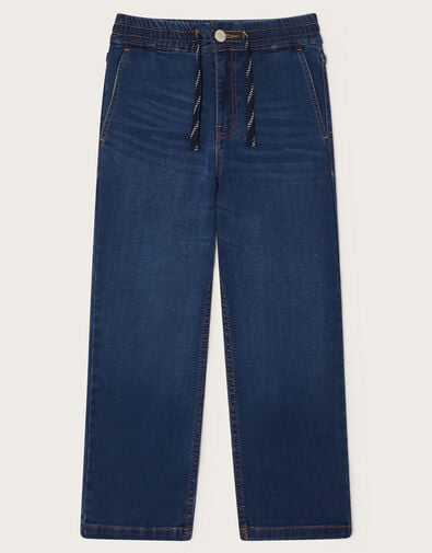 Drawstring Straight Jeans, Blue (BLUE), large