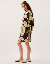 Clemence Aurelie Butterfly Mini Tunic Dress, Black (BLACK), large