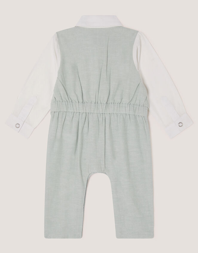 Newborn Arlo Waistcoat Romper, Green (SAGE), large