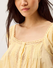 Olivia Lace Trim Top, Yellow (YELLOW), large