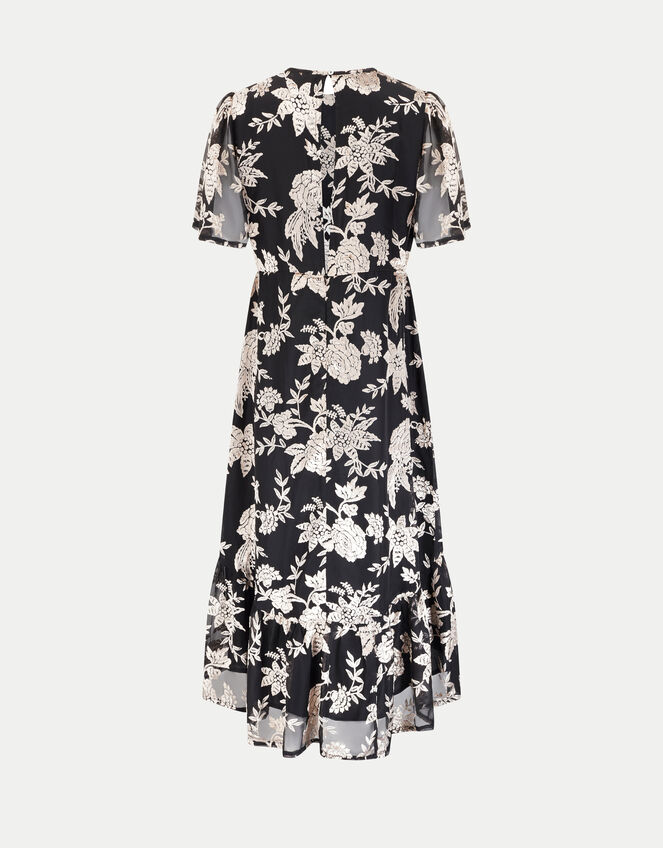East Foil Floral Print Midi Dress, Black (BLACK), large