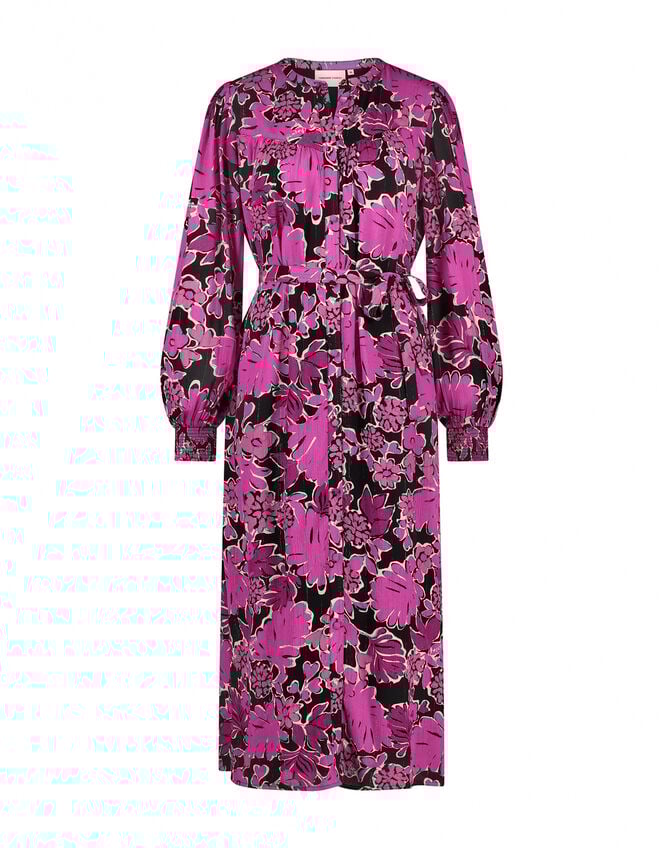 Fabienne Chapot Floral Midi Shirt Dress, Purple (RASPBERRY), large