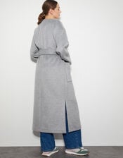 Cassie Long Belted Coat, Grey (GREY), large