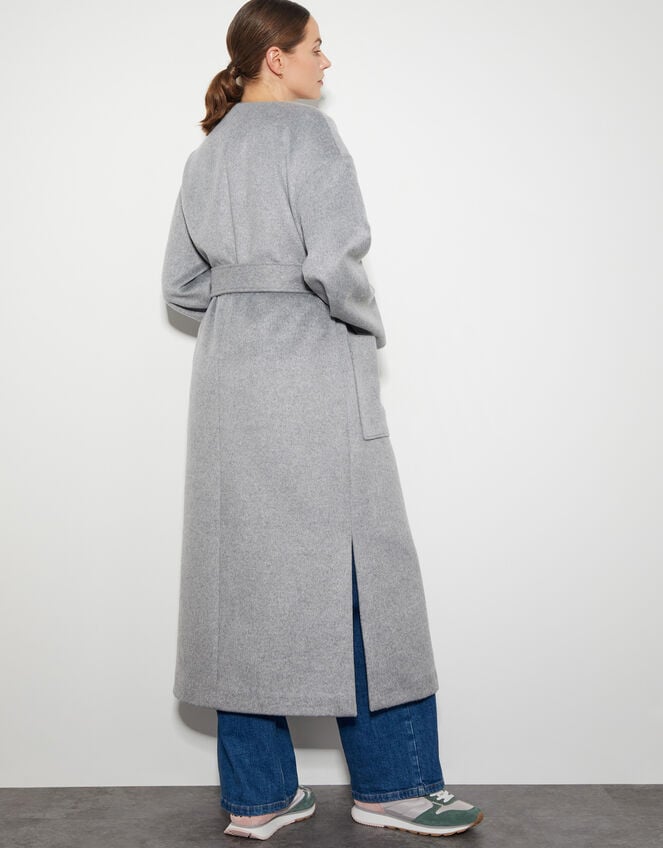 Cassie Long Belted Coat, Grey (GREY), large