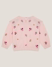 Floral Broderie Bow Sweatshirt, Pink (PINK), large