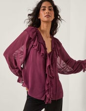 Suki Ruffle Blouse, Red (BURGUNDY), large
