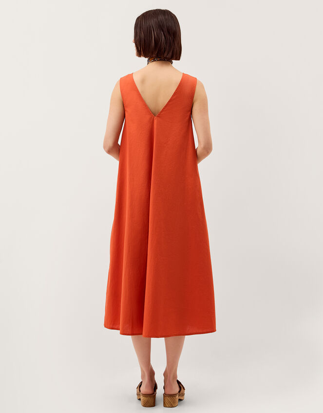 Rosalie Floral Appliqu&eacute; Cotton Midi Dress, Orange (ORANGE), large