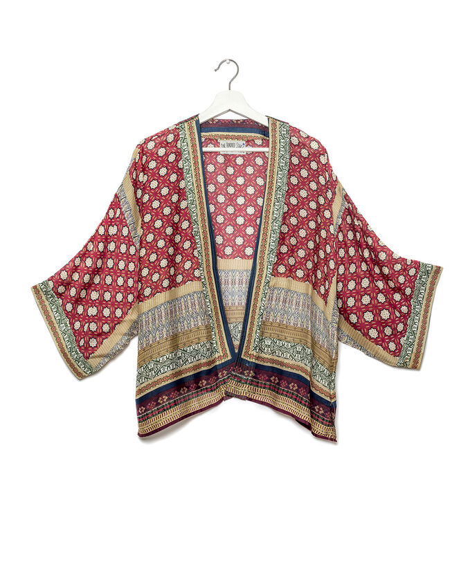 One Hundred Stars Mosaic Print Kimono, , large