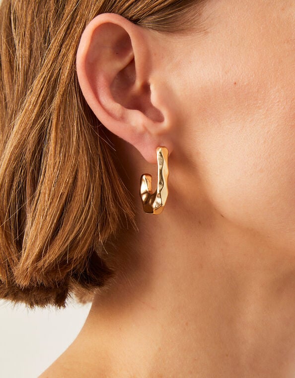 Molten Square Hoop Earrings, , large