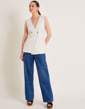 Sara Stripe Waistcoat, Ivory (IVORY), large