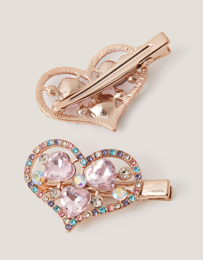 2-Pack Jewel Heart Hair Clips, , large