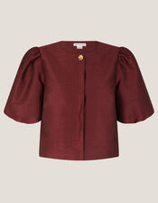 Mya Puff-Sleeve Jacket, Red (BURGUNDY), large