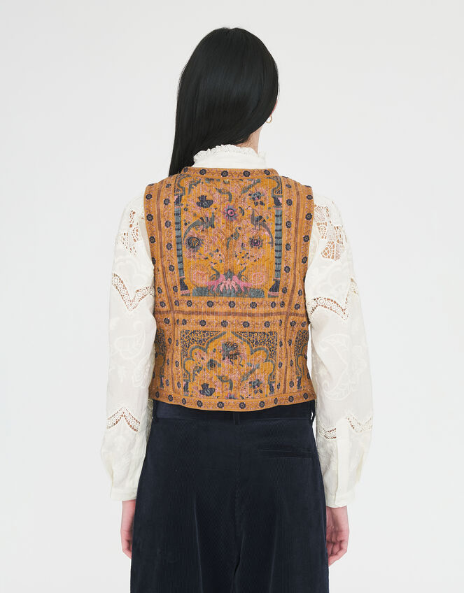 Antik Batik Pie Printed Jacquard Waistcoat, Camel (CAMEL), large