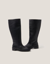 Meg Leather Knee-High Boots, Black (BLACK), large