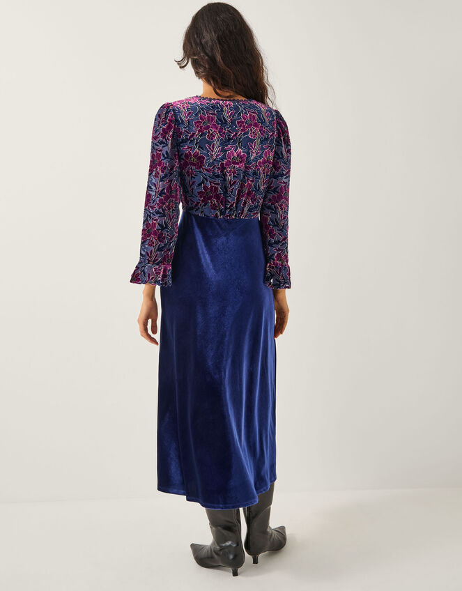 Milena Floral Devoré Velvet Midi Dress, Purple (PURPLE), large