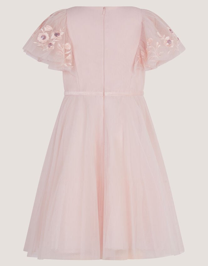 Oelene Floral Embroidered Skater Dress, Pink (PINK), large