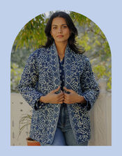 Dilli Grey Leena Quilted Jacket, Blue (INDIGO), large