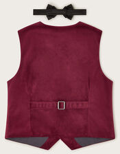 Velvet Waistcoat and Bow Tie Set, Red (BURGUNDY), large