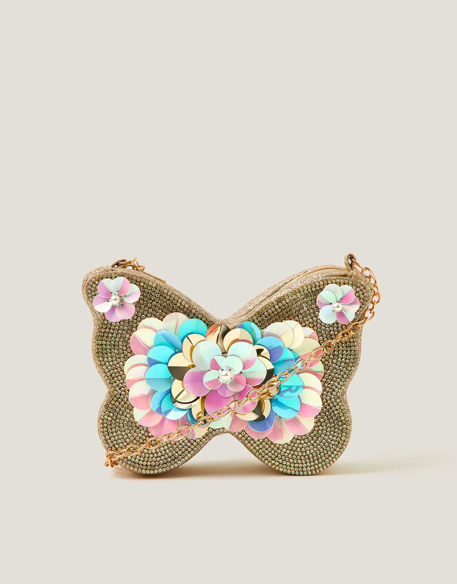 Sequin Embellished Butterfly Bag, , large