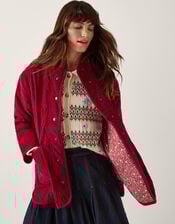 Mandy Corduroy Quilted Jacket, Red (BURGUNDY), large