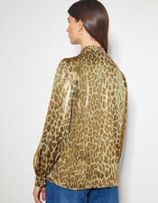 Lena Leopard Print Blouse, Gold (GOLD), large