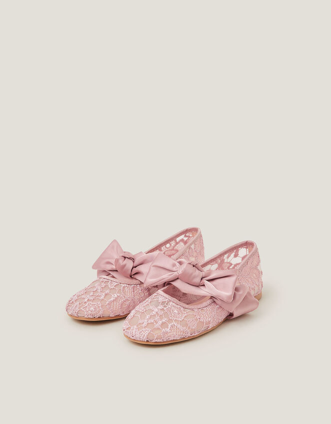 Bow Lace Ballerina Flats , Purple (LILAC), large