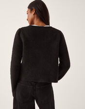 Fessa Jewel Brooch Cardigan, Black (BLACK), large