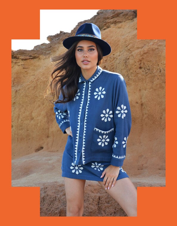 Wild Tomar Woven Collar Jacket, Blue (BLUE), large