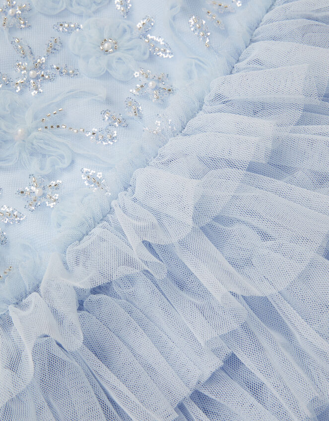 Shikha Floral Embellished Tiered Ruffle Dress, Blue (PALE BLUE), large