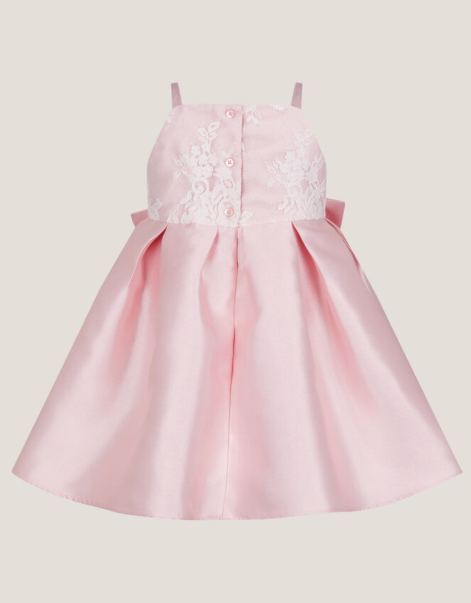 Baby Juniper Satin Lace Bow Bridesmaid Dress, Pink (PINK), large