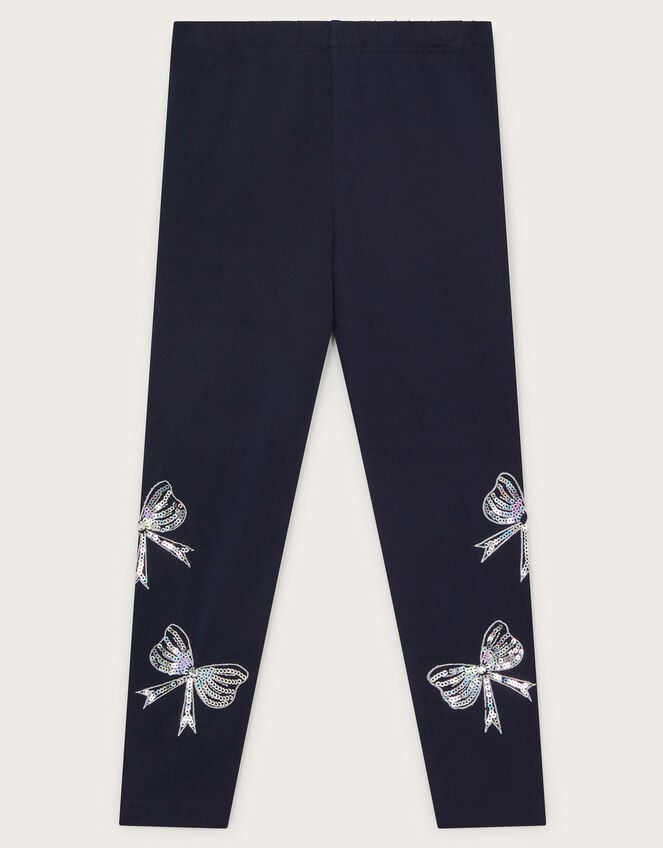 Sequin Bow Leggings, Blue (NAVY), large