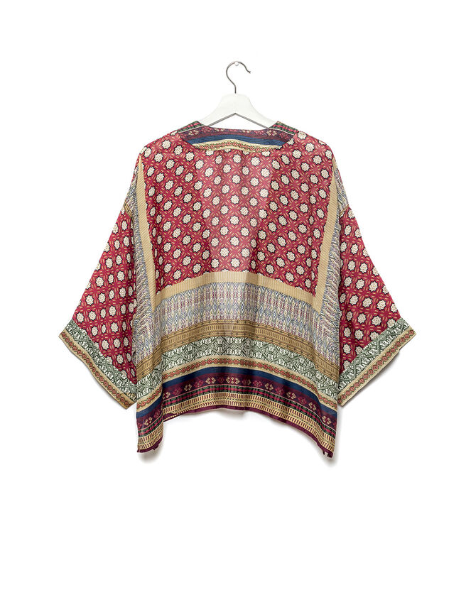 One Hundred Stars Mosaic Print Kimono, , large