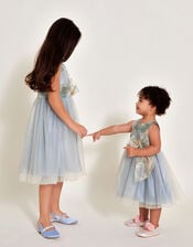 Baby Bennie Bow Jacquard Dress, Blue (BLUE), large