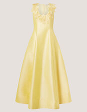 Phoebe Sleeveless Appliqu&eacute; Midi Dress, Yellow (YELLOW), large