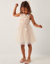 Darcie 3D Flower Glitter Tulle Dress, Gold (GOLD), large