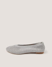 Alma Knitted Ballet Flats, Silver (SILVER), large