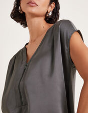 Wilde Sleeveless Satin Top, Grey (GREY), large