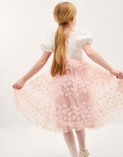 Laura Appliqu&eacute; Flower Scuba Dress, Pink (DUSKY PINK), large