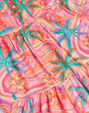 Tropical Swirl Print Beach Dress, Orange (ORANGE), large