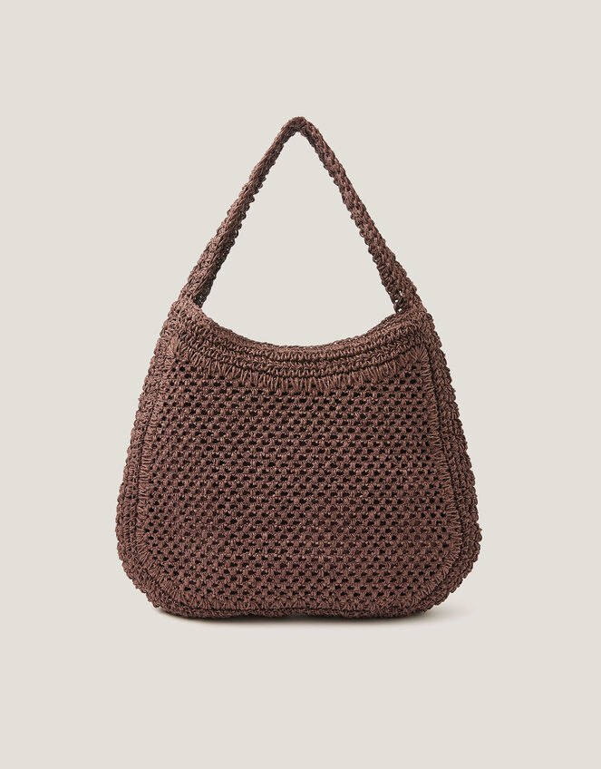 Hari Scoop Raffia Shoulder Bag, Brown (CHOCOLATE), large