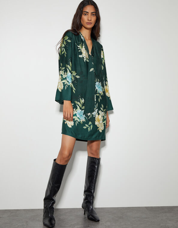 Clemmie Floral Print Tunic, Green (DARK GREEN), large