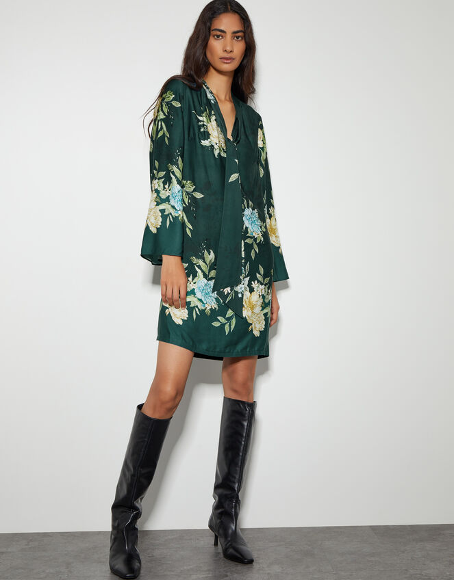 Clemmie Floral Print Tunic, Green (DARK GREEN), large