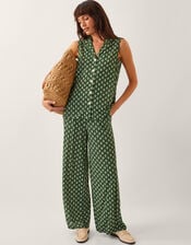 Daisey Geometric Wide Leg Trousers, Green (KHAKI), large